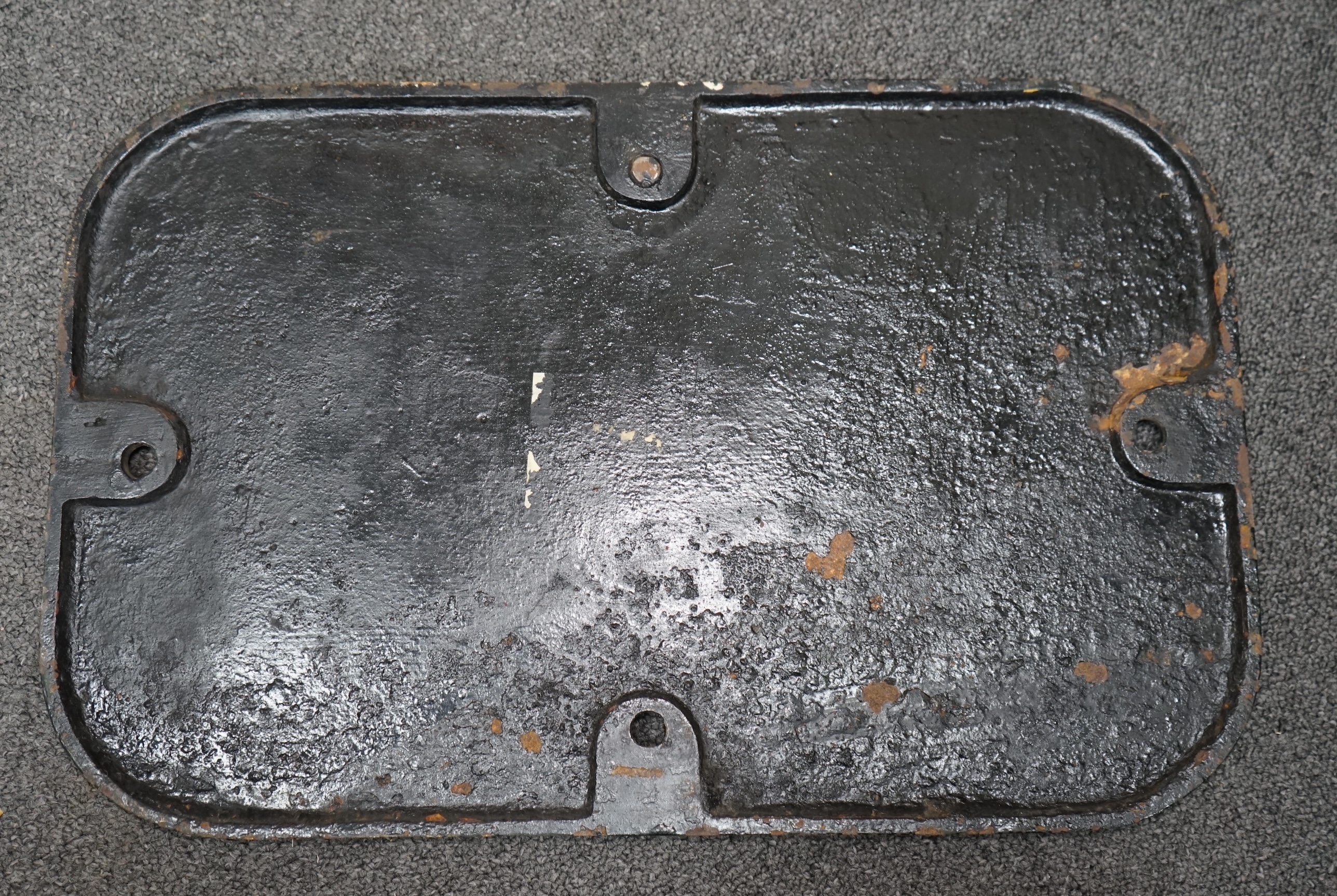 A cast iron GWR locomotive cab side number plate for an 0-6-0ST locomotive, 29, later converted to a pannier tank in the 1920s and used by the Hafod Colliery Railway, dimensions; 46.5cm x 29.5cm. Condition - fair to good